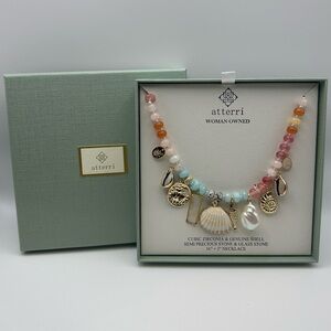 *New* Atterri Multicolor Beaded Necklace With Gold, Shell, and Pearl Accents